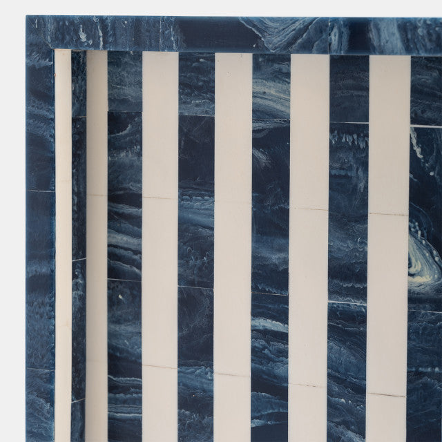 Resin Pinstripe Tray Blue/White Small