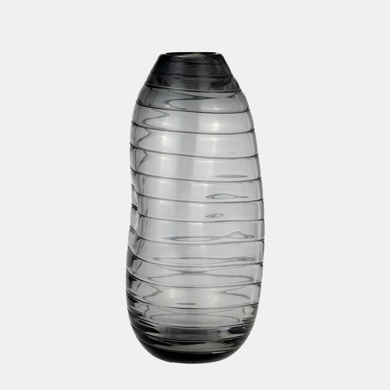 Glass Pinched Vase smoke 12"