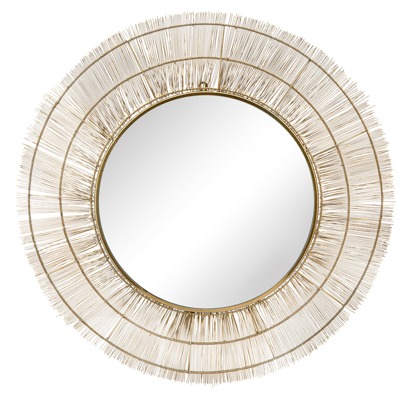 ROUND WIRE WALL ART W/ MIRROR, GOLD WB 40"