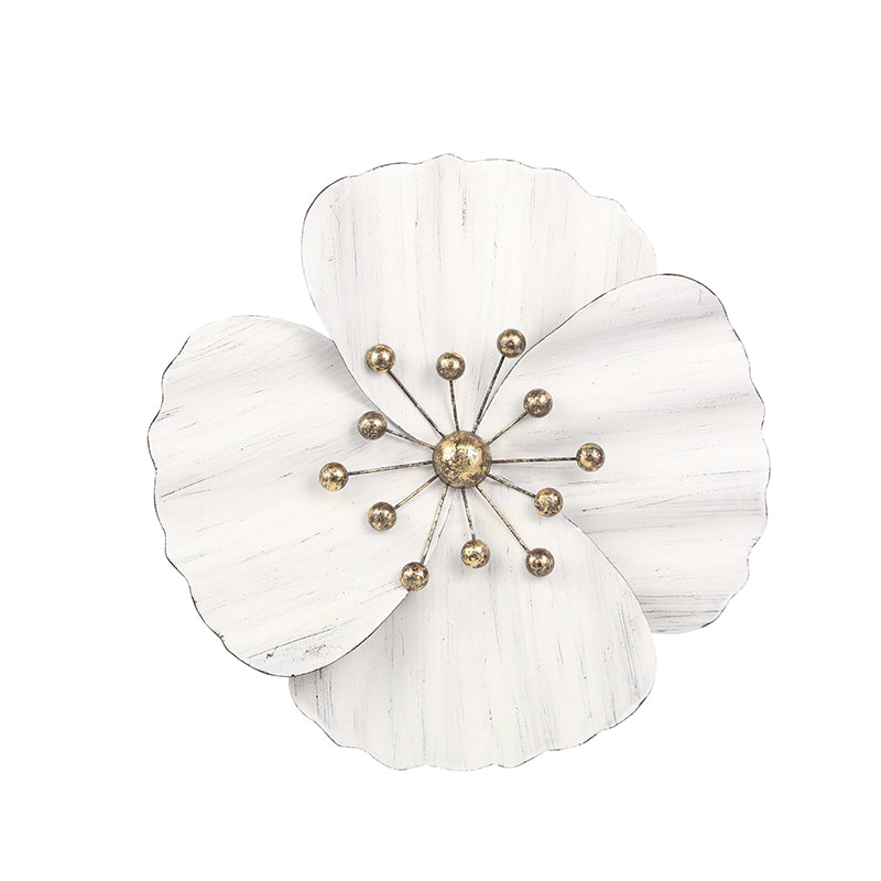 Metal 16" Wall Flower White